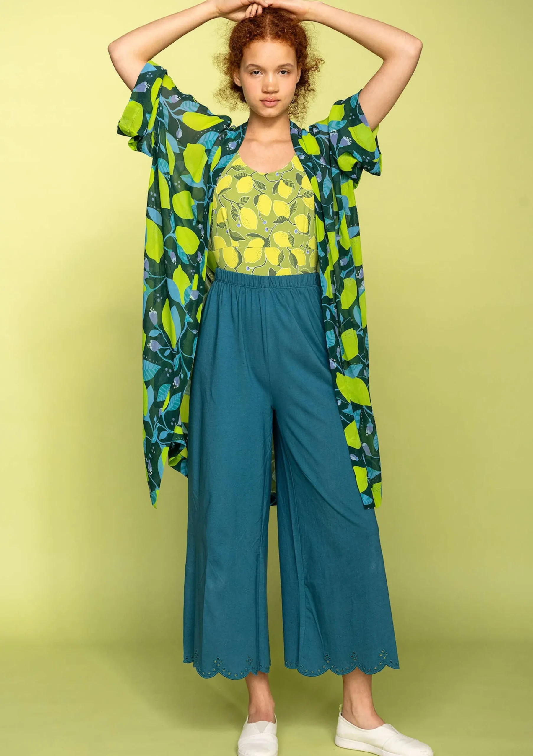 Vävd Kimono Limone I Viskos